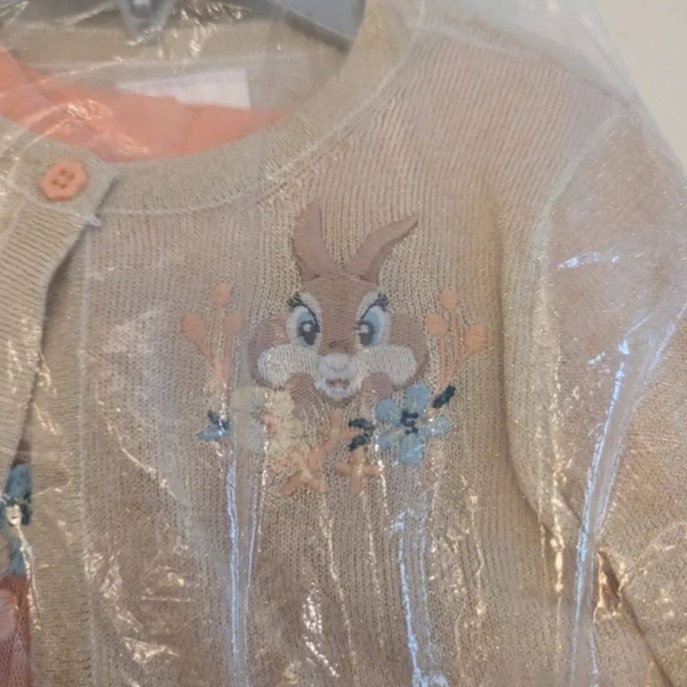 DISNEY SET Thumper Bunny Dress And Cardigan NWT